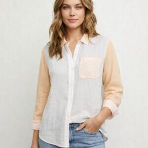 Rails Women's Button up Ellis Shirt in Bermuda Color Block Cotton size Small